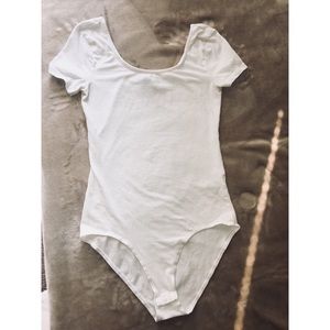 White scoop neck T-shirt bodysuit